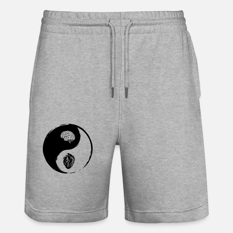 Yin Yang Herz Gehirn - Stanley/Stella Unisex Bio Joggingshorts Trainer - Grau meliert