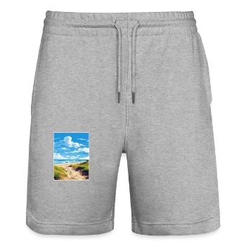 Foxton Beach Neuseeland Vintage Reiseposter WPA - Stanley/Stella Unisex Bio Joggingshorts Trainer  - Grau meliert - Vorne - Nik (191cm) & Marisol (170cm)