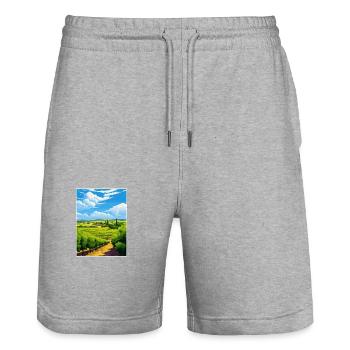 Barossa Valley Australie Vintage voyage affiche WPA - Short de jogging bio TRAINER Stanley/Stella unisexe - gris chiné - Devant - Nik (191cm) & Marisol (170cm)