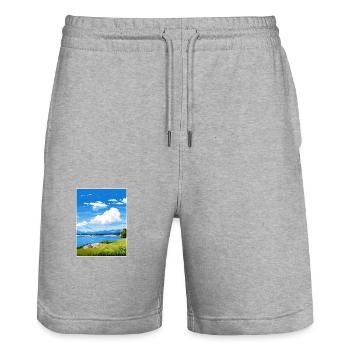 Lake Taupo Neuseeland Vintage Reiseposter WPA - Stanley/Stella Unisex Bio Joggingshorts Trainer  - Grau meliert - Vorne - Nik (191cm) & Marisol (170cm)