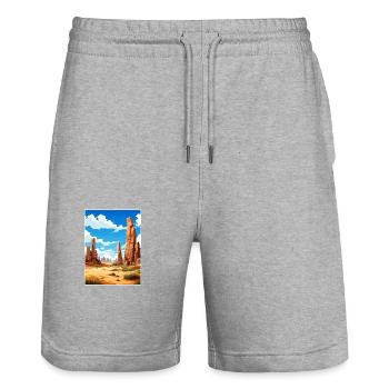 Les Pinnacles Australie Vintage voyage affiche WPA - Short de jogging bio TRAINER Stanley/Stella unisexe - gris chiné - Devant - Nik (191cm) & Marisol (170cm)