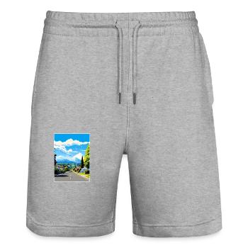 Havelock North New Zealand Vintage Travel Poster - Stanley/Stella Trainer Unisex Organic Jogging Shorts - heather grey - Front - Nik (191cm) & Marisol (170cm)