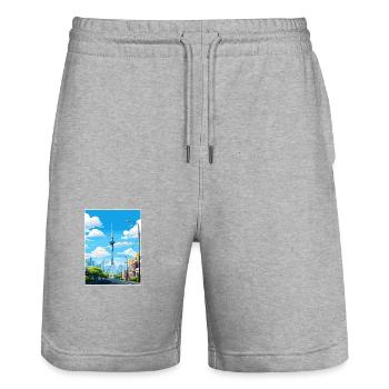 Auckland New Zealand Nz Vintage Travel Poster WPA - Stanley/Stella Trainer Unisex Organic Jogging Shorts - heather grey - Front - Nik (191cm) & Marisol (170cm)