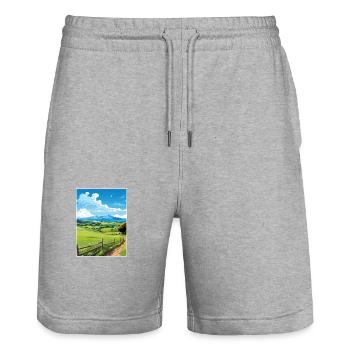 Havelock North New Zealand Vintage Travel Poster - Stanley/Stella Trainer Unisex Organic Jogging Shorts - heather grey - Front - Nik (191cm) & Marisol (170cm)