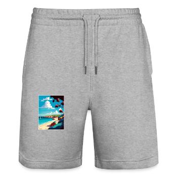 Mornington Peninsula Australia Travel Poster - Stanley/Stella Trainer Unisex Organic Jogging Shorts - heather grey - Front - Nik (191cm) & Marisol (170cm)