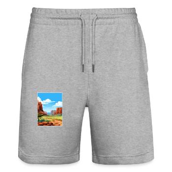 Purnululu Nationalpark Australien Reiseposter - Stanley/Stella Unisex Bio Joggingshorts Trainer  - Grau meliert - Vorne - Nik (191cm) & Marisol (170cm)