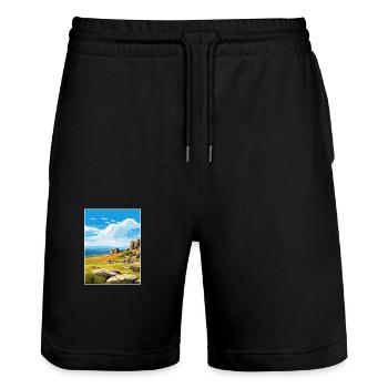 Parc national de Kosciuszko en Australie affiche de voyage - Short de jogging bio TRAINER Stanley/Stella unisexe - noir - Devant - Nik (191cm) & Marisol (170cm)