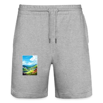 Waimangu Volcanic Valley Nouvelle-Zélande affiche de voyage - Short de jogging bio TRAINER Stanley/Stella unisexe - gris chiné - Devant - Nik (191cm) & Marisol (170cm)