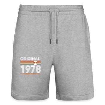 1978 - Stanley/Stella Trainer Unisex Organic Jogging Shorts - heather grey - Front - Nik (191cm) & Marisol (170cm)