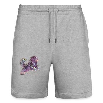 Newfoundland Wave of Joy - purple - Stanley/Stella Unisex Bio Joggingshorts Trainer  - Grau meliert - Vorne - Nik (191cm) & Marisol (170cm)