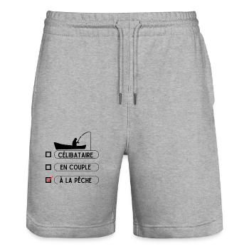 Saint Valentin pêcheur - Short de jogging bio TRAINER Stanley/Stella unisexe - gris chiné - Devant - Nik (191cm) & Marisol (170cm)
