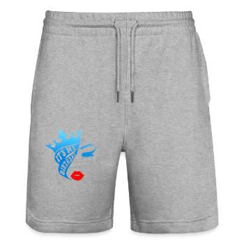 Belle femme peinture art visage femme colorée - Short de jogging bio TRAINER Stanley/Stella unisexe - gris chiné - Devant - Nik (191cm) & Marisol (170cm)