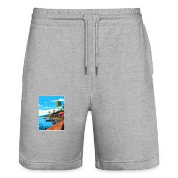 Puerto Viejo De Talamanca Costa Rica Affiche de voyage - Short de jogging bio TRAINER Stanley/Stella unisexe - gris chiné - Devant - Nik (191cm) & Marisol (170cm)