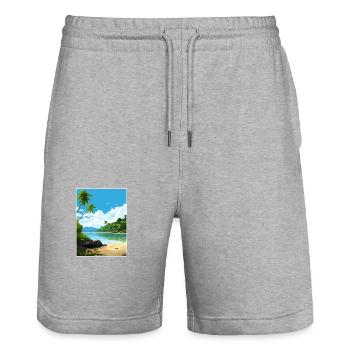 Parc national de l’île Cocos Costa Rica Souvenir - Short de jogging bio TRAINER Stanley/Stella unisexe - gris chiné - Devant - Nik (191cm) & Marisol (170cm)
