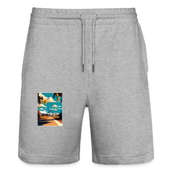 Canberra Australien Vintage Reiseposter Souvenir - Stanley/Stella Unisex Bio Joggingshorts Trainer  - Grau meliert - Vorne - Nik (191cm) & Marisol (170cm)