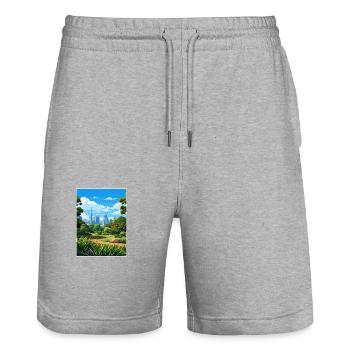 Jardin botanique royal Vintage voyage affiche WPA Art - Short de jogging bio TRAINER Stanley/Stella unisexe - gris chiné - Devant - Nik (191cm) & Marisol (170cm)