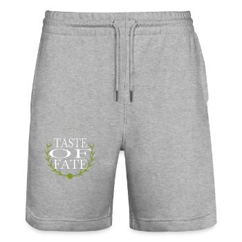 Fun Happy Awesome Culinary Masterpieces Destiny - Stanley/Stella Trainer Unisex Organic Jogging Shorts - heather grey - Front - Nik (191cm) & Marisol (170cm)