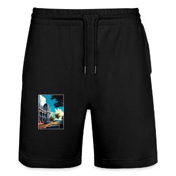 Kingston Caraïbes Vintage voyage affiche Souvenir - Short de jogging bio TRAINER Stanley/Stella unisexe - noir - Devant - Nik (191cm) & Marisol (170cm)