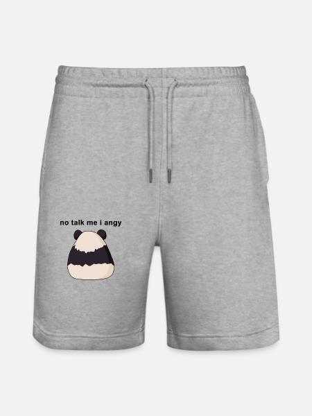 no talk me I angy meme panda illustration - Stanley/Stella Trainer Unisex Organic Jogging Shorts - heather grey