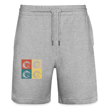 Retro Vintage Otter - Stanley/Stella Unisex Bio Joggingshorts Trainer  - Grau meliert - Vorne - Nik (191cm) & Marisol (170cm)