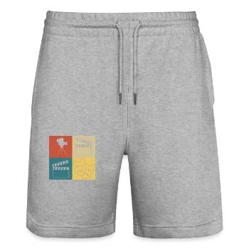 Retro Vintage Theater - Stanley/Stella Trainer Unisex Organic Jogging Shorts - heather grey - Front - Nik (191cm) & Marisol (170cm)