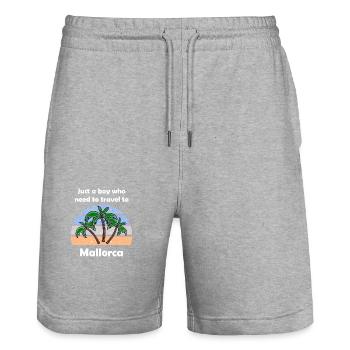 Ferien auf der Insel Mallorca - Stanley/Stella Unisex Bio Joggingshorts Trainer  - Grau meliert - Vorne - Nik (191cm) & Marisol (170cm)