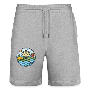 Marine Conservation - Stanley/Stella Trainer Unisex Organic Jogging Shorts - heather grey - Front - Nik (191cm) & Marisol (170cm)