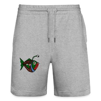 Fisch - Stanley/Stella Unisex Bio Joggingshorts Trainer  - Grau meliert - Vorne - Nik (191cm) & Marisol (170cm)