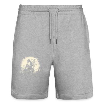 Fee Elfe Mond Märchen Fabelwesen - Stanley/Stella Unisex Bio Joggingshorts Trainer  - Grau meliert - Vorne - Nik (191cm) & Marisol (170cm)