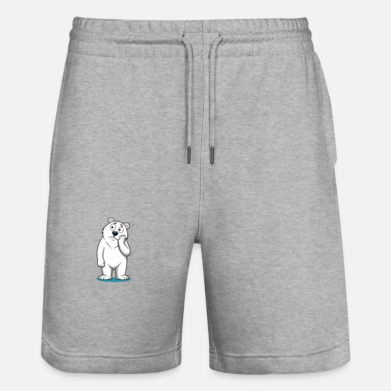Perplexed Eisbär: Neugieriger Cartoon-Bär - Stanley/Stella Unisex Bio Joggingshorts Trainer  - Grau meliert