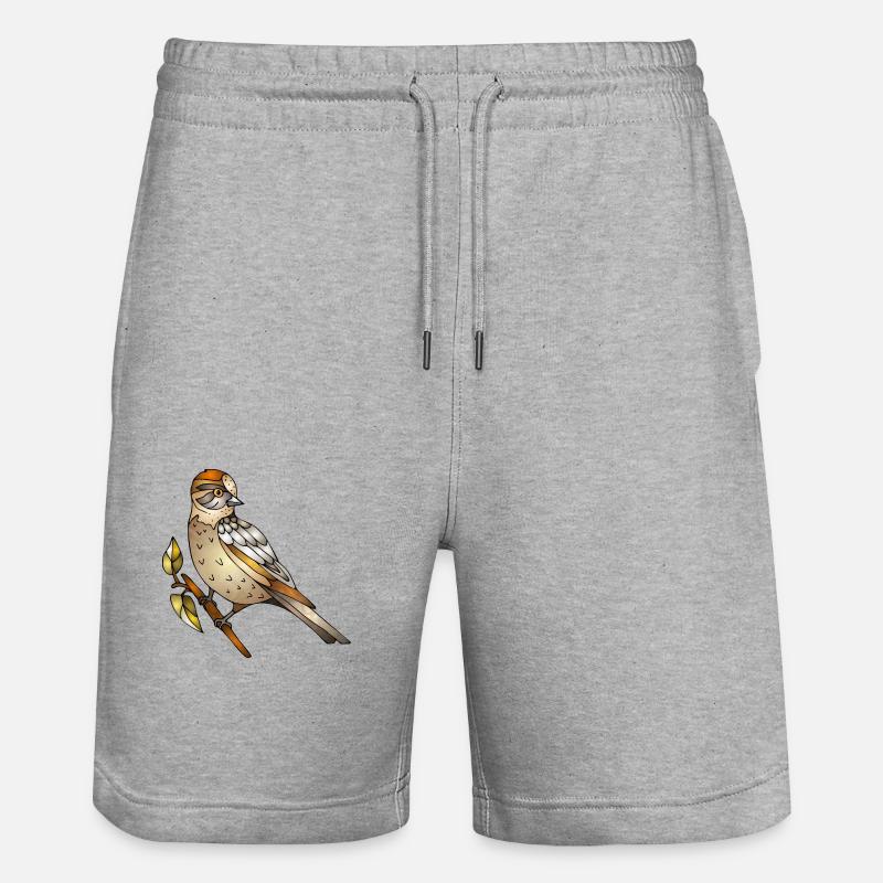 Bunter Vogel - Stanley/Stella Unisex Bio Joggingshorts Trainer  - Grau meliert