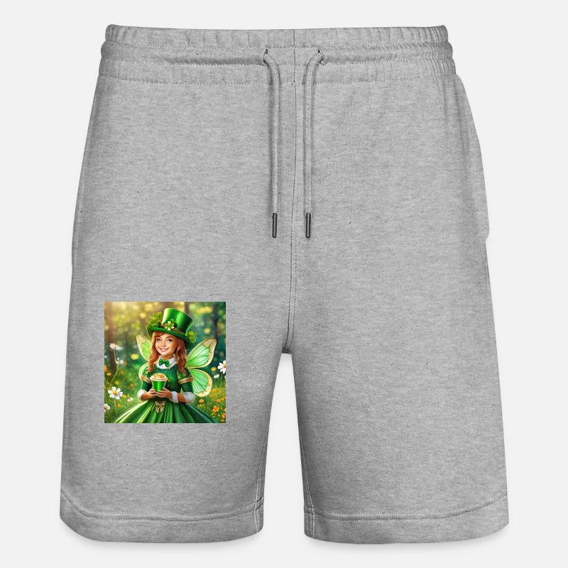 St. Patricks Fee - Stanley/Stella Unisex Bio Joggingshorts Trainer  - Grau meliert