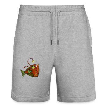 Anglerfisch - Stanley/Stella Unisex Bio Joggingshorts Trainer  - Grau meliert - Vorne - Nik (191cm) & Marisol (170cm)