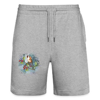 Oiseau coloré - Short de jogging bio TRAINER Stanley/Stella unisexe - gris chiné - Devant - Nik (191cm) & Marisol (170cm)