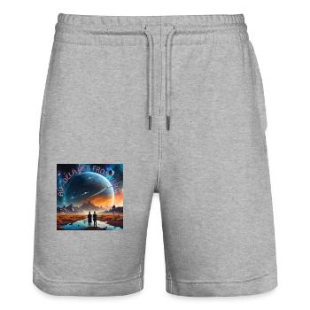 Beyond Borders - Stanley/Stella Trainer Unisex Organic Jogging Shorts - heather grey - Front - Nik (191cm) & Marisol (170cm)