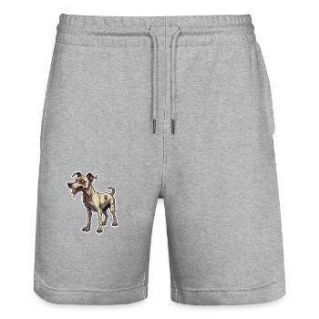 Zombie Hund Illustration - Stanley/Stella Unisex Bio Joggingshorts Trainer  - Grau meliert - Vorne - Nik (191cm) & Marisol (170cm)