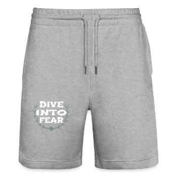 bungee jumping locations courage and strength - Stanley/Stella Trainer Unisex Organic Jogging Shorts - heather grey - Front - Nik (191cm) & Marisol (170cm)