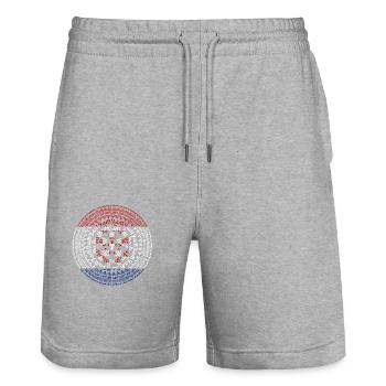 Kroatien, hrvatska, kroatien, europe, zagreb, glagoljica - Stanley/Stella Unisex Bio Joggingshorts Trainer  - Grau meliert - Vorne - Nik (191cm) & Marisol (170cm)