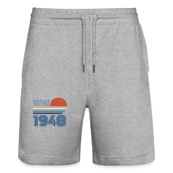 Jahrgang 1948 - Stanley/Stella Unisex Bio Joggingshorts Trainer  - Grau meliert - Vorne - Nik (191cm) & Marisol (170cm)