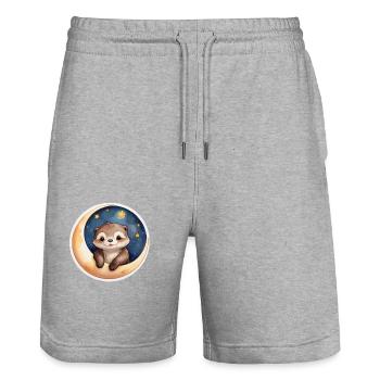Otter sitzt im Mond - Stanley/Stella Unisex Bio Joggingshorts Trainer  - Grau meliert - Vorne - Nik (191cm) & Marisol (170cm)