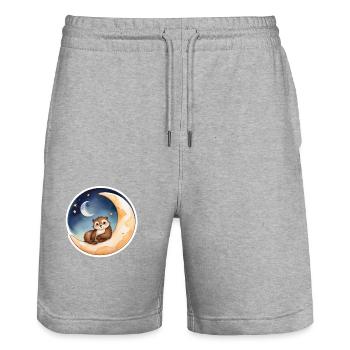 Otter sitzt im Mond - Stanley/Stella Unisex Bio Joggingshorts Trainer  - Grau meliert - Vorne - Nik (191cm) & Marisol (170cm)