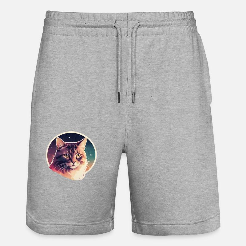 Chat dans les étoiles - Short de jogging bio TRAINER Stanley/Stella unisexe - gris chiné