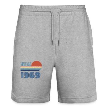 vintage 1969 - Short de jogging bio TRAINER Stanley/Stella unisexe - gris chiné - Devant - Nik (191cm) & Marisol (170cm)