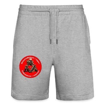 Cool Trike Riding Senior Plush Bears - Stanley/Stella Trainer Unisex Organic Jogging Shorts - heather grey - Front - Nik (191cm) & Marisol (170cm)