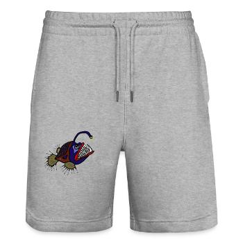Anglerfisch - Stanley/Stella Unisex Bio Joggingshorts Trainer  - Grau meliert - Vorne - Nik (191cm) & Marisol (170cm)