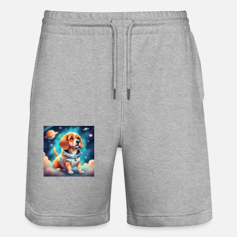 Chien mignon dans l’espace - Short de jogging bio TRAINER Stanley/Stella unisexe - gris chiné