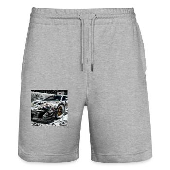 80s Cars 2 - Stanley/Stella Unisex Bio Joggingshorts Trainer  - Grau meliert - Vorne - Nik (191cm) & Marisol (170cm)