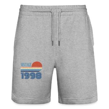 Vintage 1998 - Stanley/Stella Trainer Unisex Organic Jogging Shorts - heather grey - Front - Nik (191cm) & Marisol (170cm)