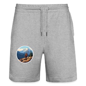 Wandern oder Hiking - Stanley/Stella Trainer Unisex Organic Jogging Shorts - heather grey - Front - Nik (191cm) & Marisol (170cm)