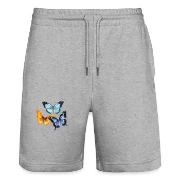 Fluttering Spring - Stanley/Stella Trainer Unisex Organic Jogging Shorts - heather grey - Front - Nik (191cm) & Marisol (170cm)